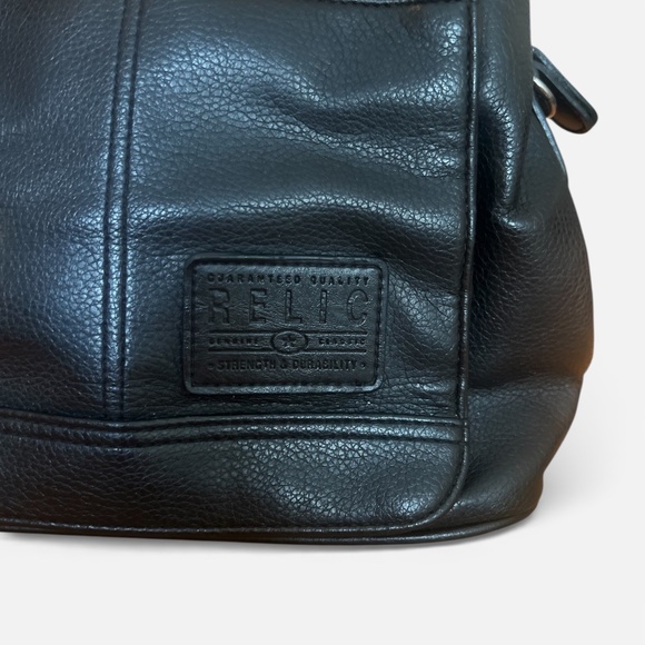 Relic by Fossil Black Leather Satchel Tote Bag | Pebbled Leather - Picture 2 of 3